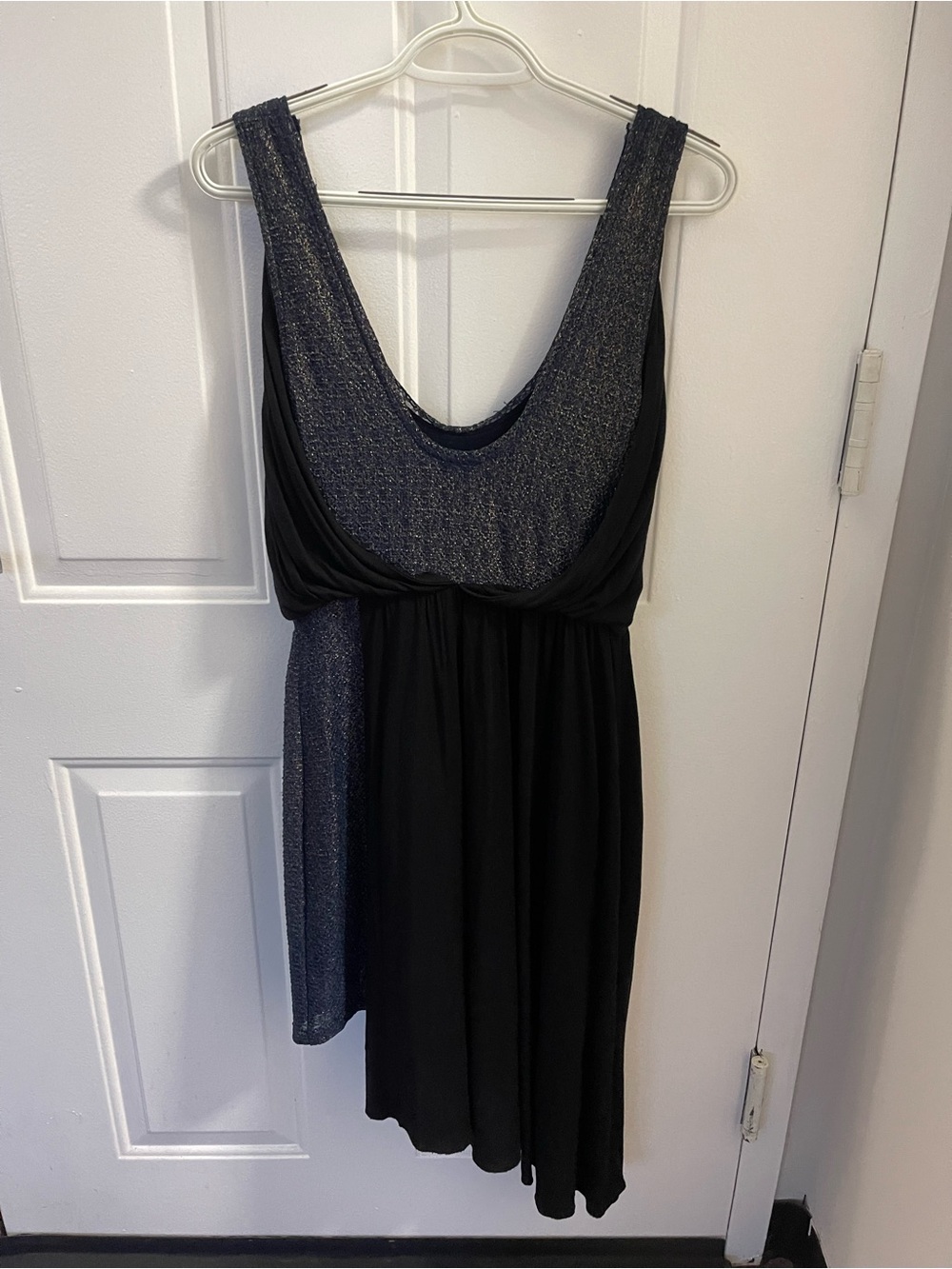 Free People Navy Blue Sleeveless Shimmer Metallic Asymmetrical Dress Small - Picture 8 of 8